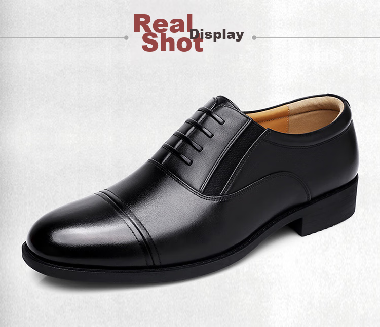 Qiangren Formal Shoes for Men, Jihua 3515 Three-Joint Business Leather Shoes, Professional Commute Leather Shoes, Slip-On Commemorative Edition, Black, Size 42 12