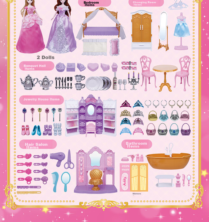 Anlili Children's Toy, Girl's Gift, Dress-Up Doll, Pretend Play, Barbie Dream House, Birthday Present 15