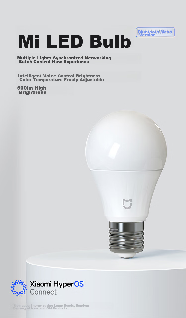 MIJIA Xiaomi LED Smart Bulb Bluetooth MESH Version, Xiao Ai Control, Home Use Globe Light Bulb, Adjustable Brightness And Color Temperature, 4.5W 2