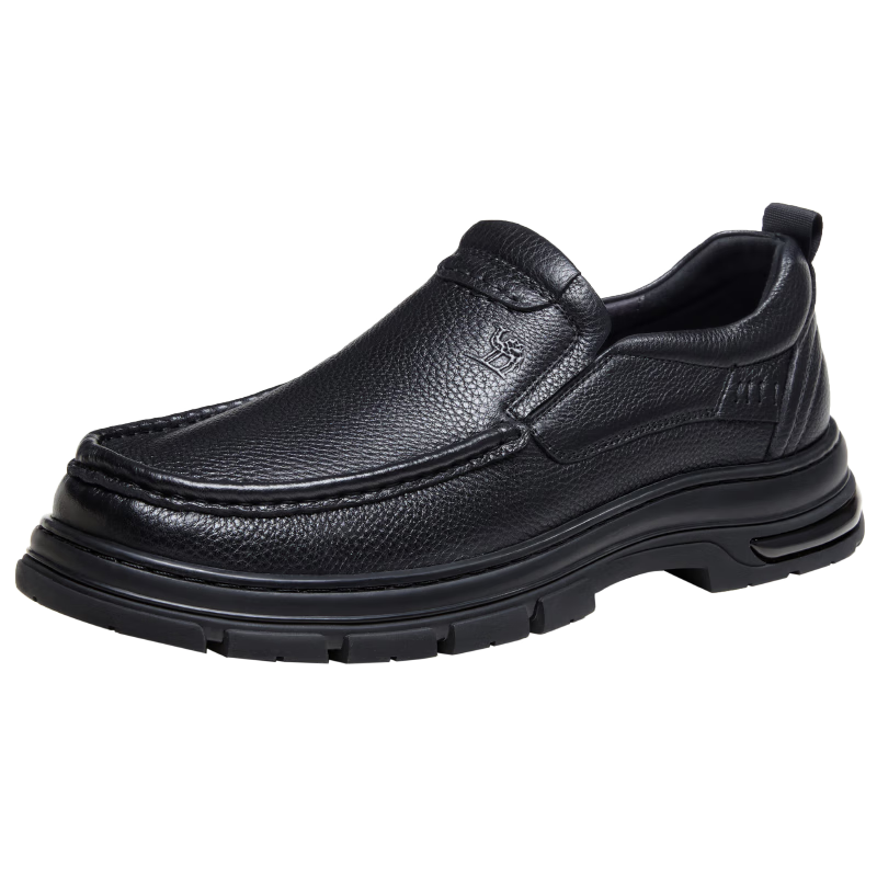 CAMEL Leather Comfortable Work Casual Dad Classic Business Shoes for Men, G14A211653, Black, Size 44