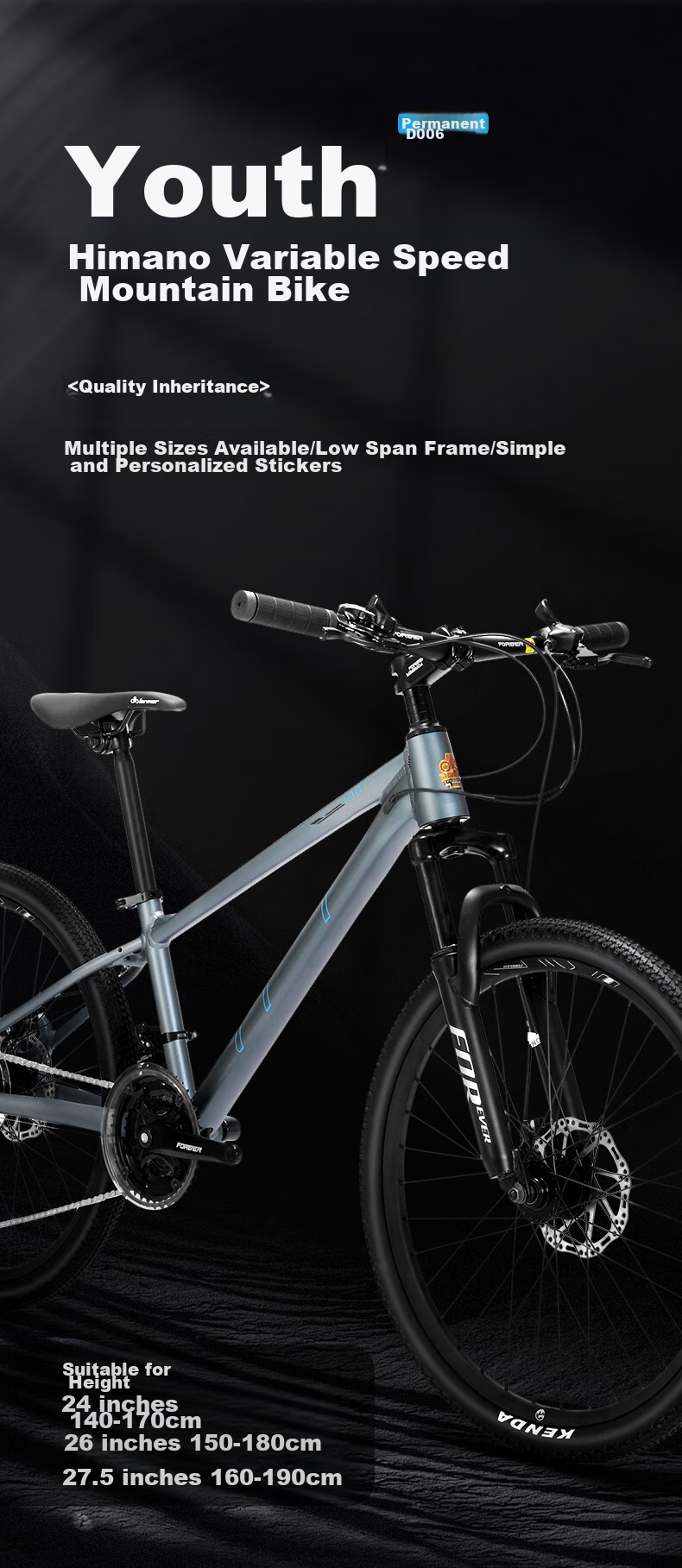 FOREVER Mountain Bike, 26-Inch Shimano, 27-Speed, Aluminum Frame, for Men And Women, Adult And Student Use, City And Off-Road Cycling, Gray Color 2