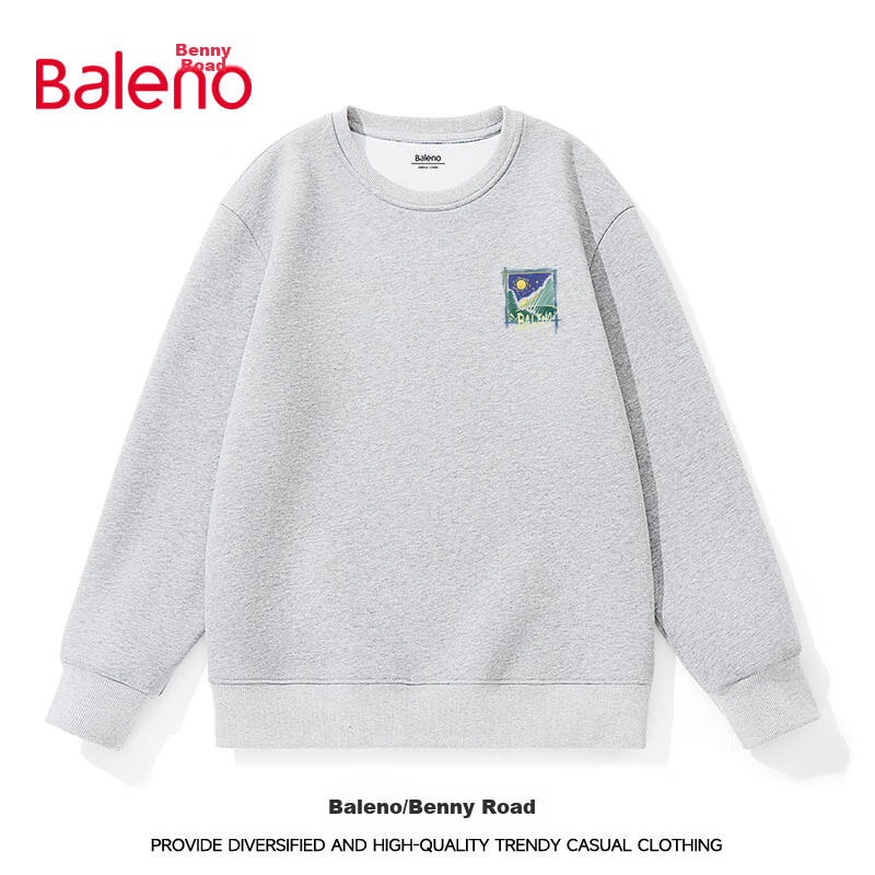Baleno Sweatshirt for Men, Autumn Season, 320G Heavyweight Long-Sleeve Loose-Fit Oversized Trendy Crew Neck Top, Versatile Youth Hoodless Jacket 8