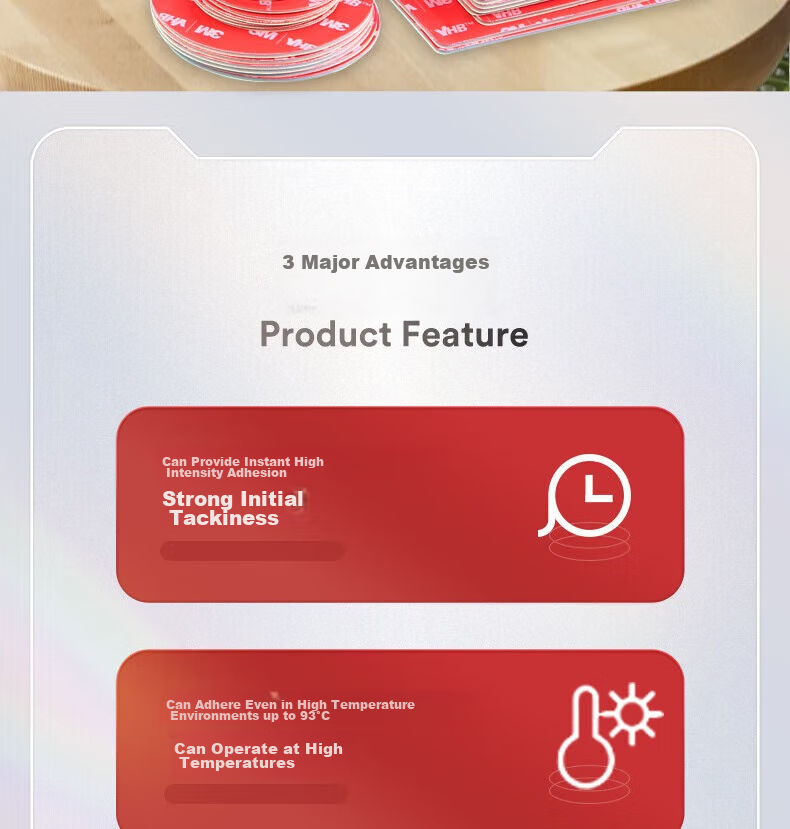 3M Double-Sided Tape, Strong Adhesive, Traceless, Heat-Resistant, for Office, Study, Home Use, Wedding Decorations, Spring Festival Couplets, ETC Car Mounting Bracket, Suitable Adhesive, 110GF, 50mm* 2