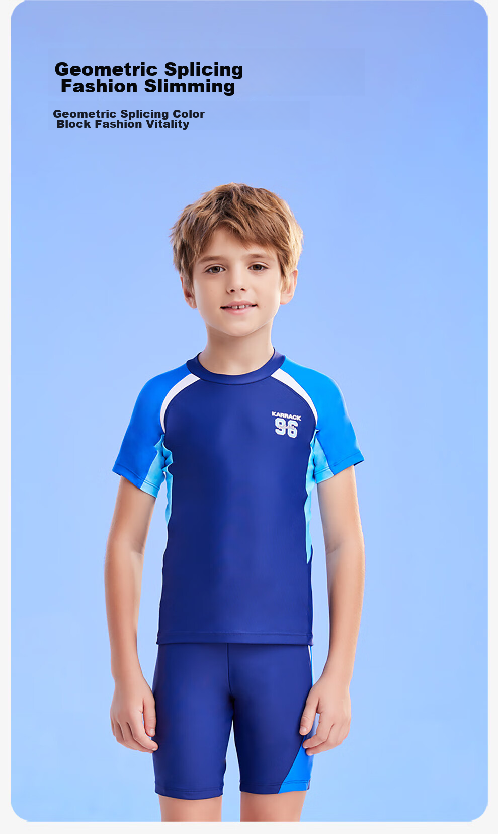 ZOKE Children's Swimwear, Student Sun Protection, Boys' Two-Piece Short-Sleeve Shorts, Beach Water Play Swimsuit, 119503503 3