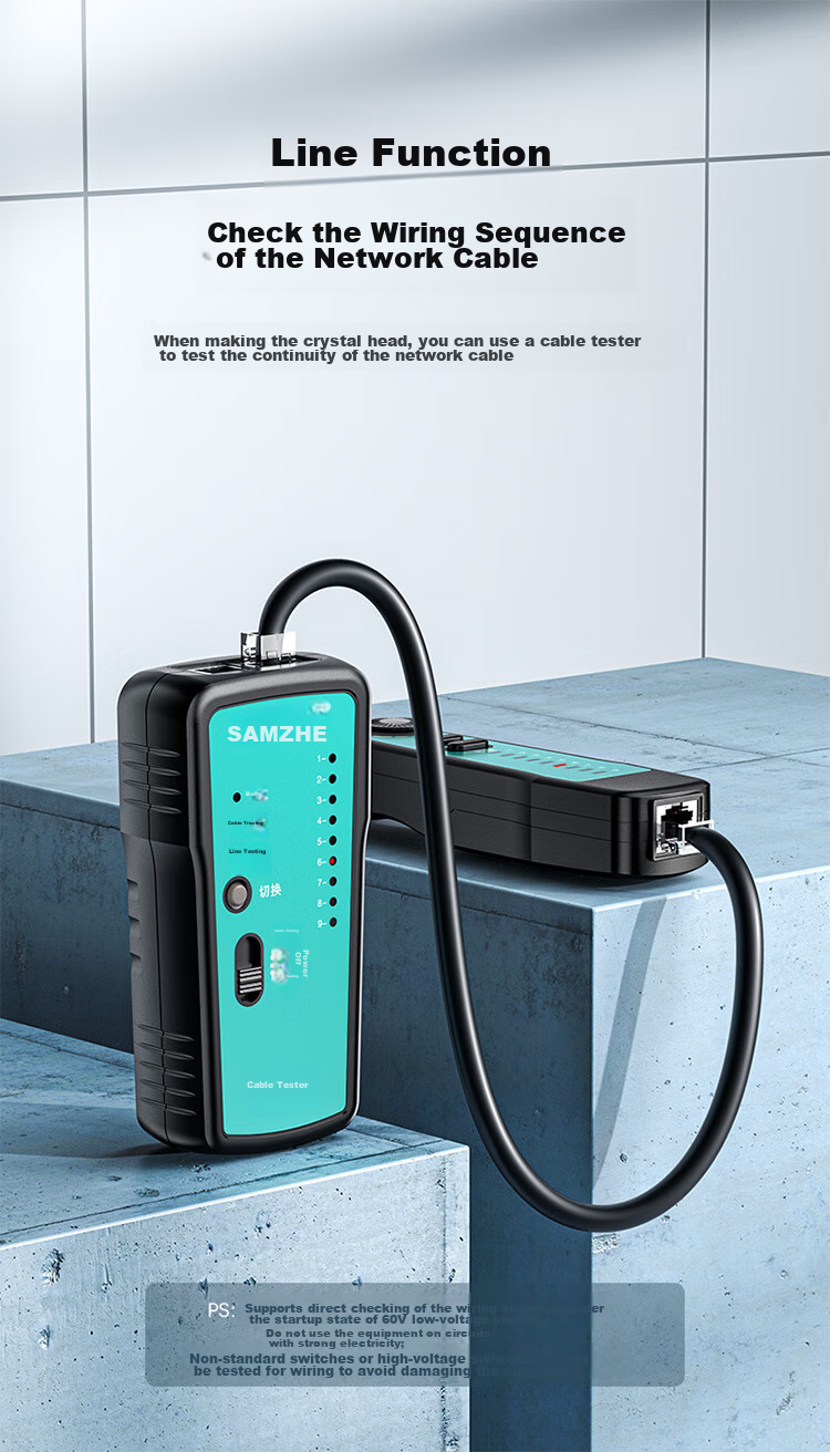 SAMZHE Network Cable Tester, Multifunctional Telephone And Network Line Tester, Cable Tracer, Detector, Wire Finder, Continuity Tester, Anti-Interference, 60V Voltage-Resistant Cable Testing Kit CS-30 6