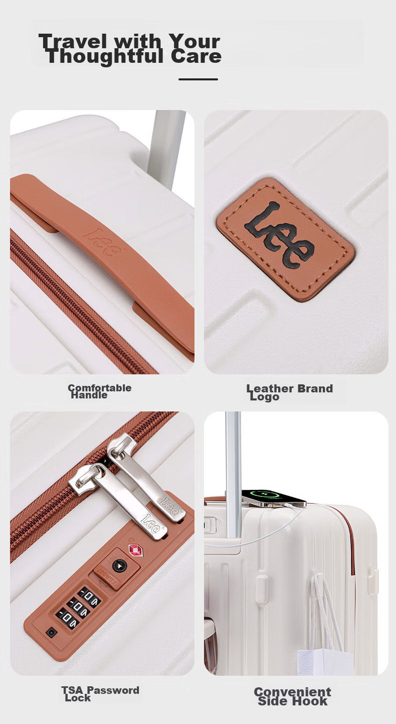 Lee High-Quality Large Capacity Thickened Suitcase, Trolley Case, Student Carry-On Luggage, Travel Password Lock Case, Aurora White, 28 Inches 16