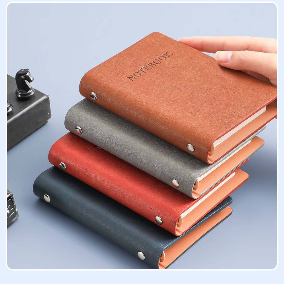 Jiaranheng A7 Loose-Leaf Notebook, Pocket-Sized Business High-Quality Portable Mini Notebook, Detachable Replaceable Inner Pages, Journal Notebook, Small Notepad, Customizable, Reddish-Brown Color 14