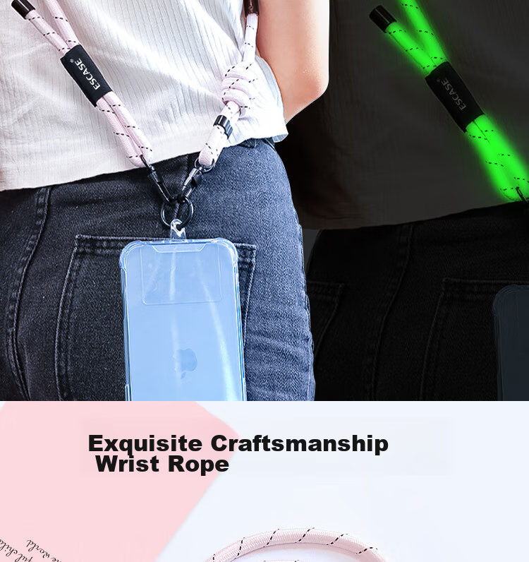 ESCASE Phone Lanyard, Neck Strap, Crossbody, Luminous, Detachable, Adjustable Strap for Outdoor Use, Hiking, Camera Accessory, Anti-Loss, High-End Feel, Light Pink, MPS-L15Pro 4