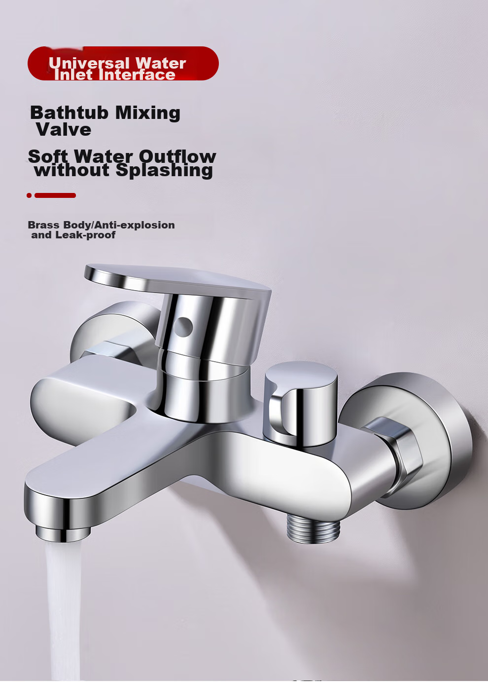 Larsd Shower Mixing Valve, Copper Body, Bathroom Hot And Cold Three-Way Shower Switch, Shower Bathtub Mixing Faucet LD7604 1