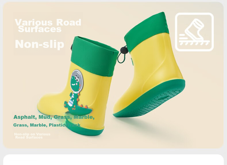 Kocotree Children's Rain Boots, Cartoon Non-Slip Waterproof Shoes for Boys And Girls, Toddler Rain Boots with Drawstring 9