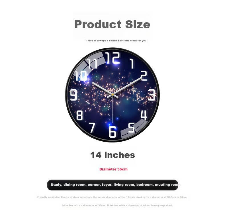 Momen Wall Clock, Creative Bedroom Timepiece, Home Living Room Wall-Mounted Clock without Drilling, Galaxy Quartz Clock, 36cm 6