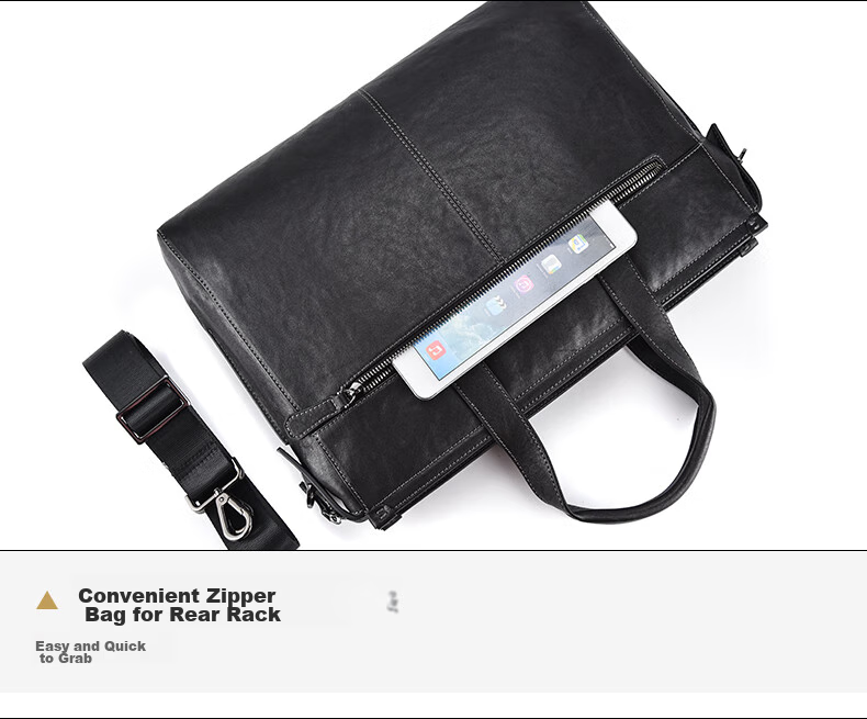 Hush Puppies Briefcase, Men's Handbag, Genuine Leather, Business Large Capacity Laptop Bag, 14 Inches, Gift for Boyfriend 15