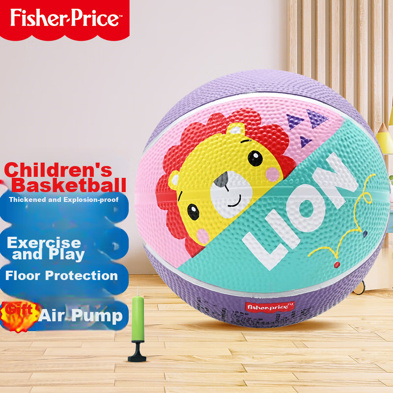 Fisher-Price Children's Toy Ball, 12cm, Rubber Ball, Bouncy Ball, Kindergarten Basketball, Pink And Purple, Birthday Gift