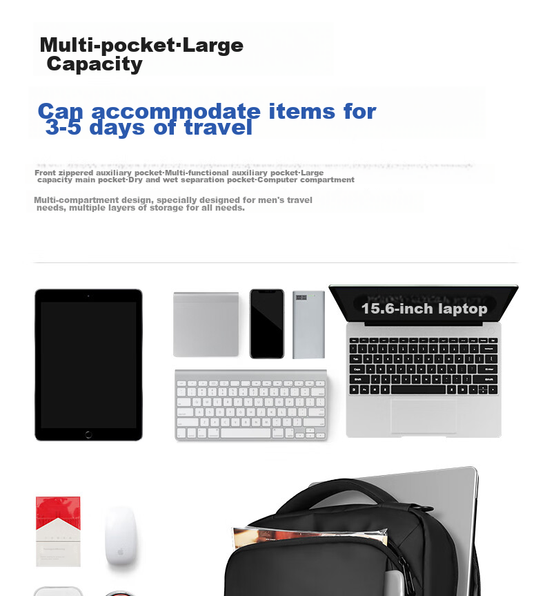MARK RYDEN Backpack for Men, Multifunctional Briefcase, Business Casual Travel Bag MR9533 Upgraded Version in Elegant Black 3