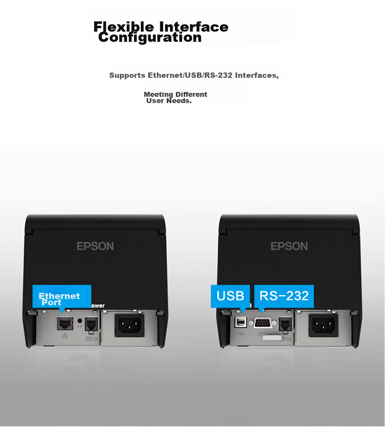 EPSON Thermal Receipt Printer 80mm for Hotels, Takeout, Kitchen Receipts, Barcode And QR Code Printer TM-T100E USB/RS Interface 17