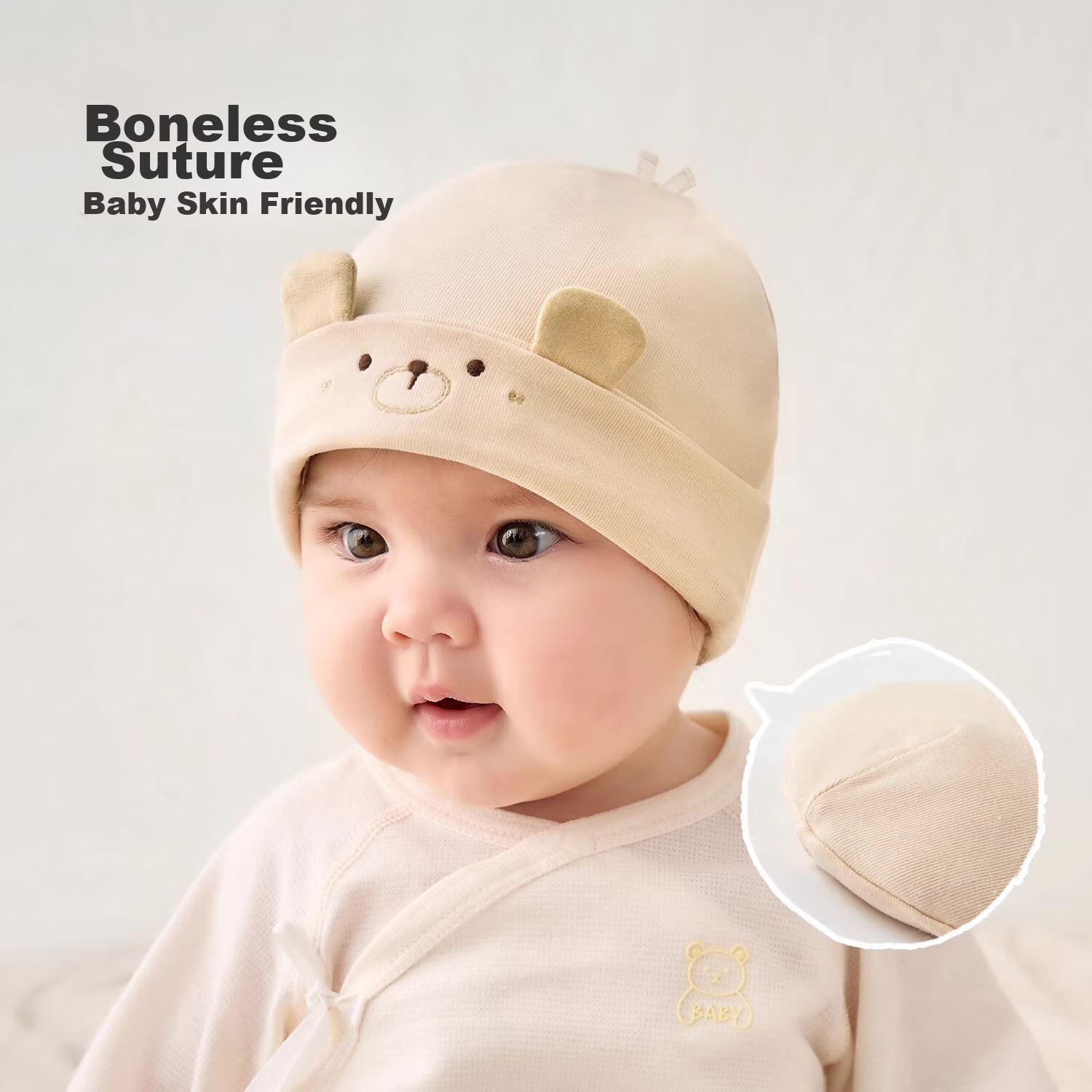 Niduoxiong Baby Hat, Newborn Cap, Infant Hat, Double-Layer Fontanelle Cap, 0-3 Months, Small Age Infant And Toddler Cap