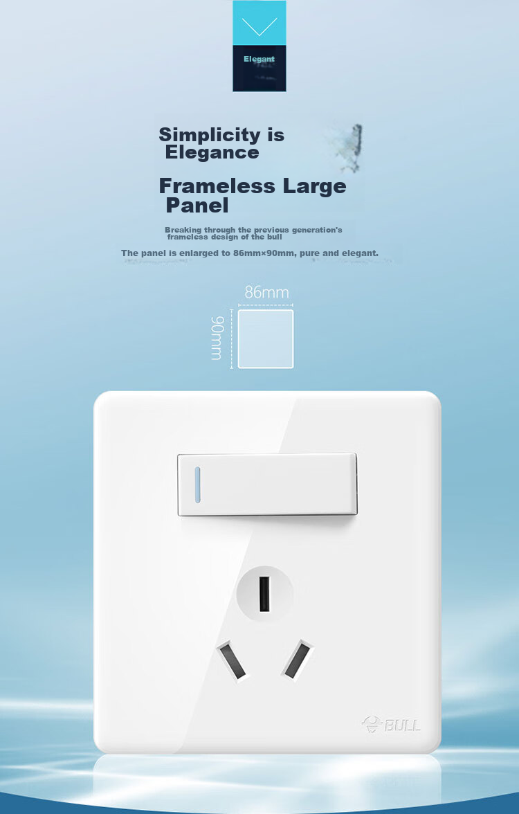 BULL Switch Socket G28 Series, 16A Switch Socket with 86-Type Socket Panel, G28E204AS, Pearl White 8