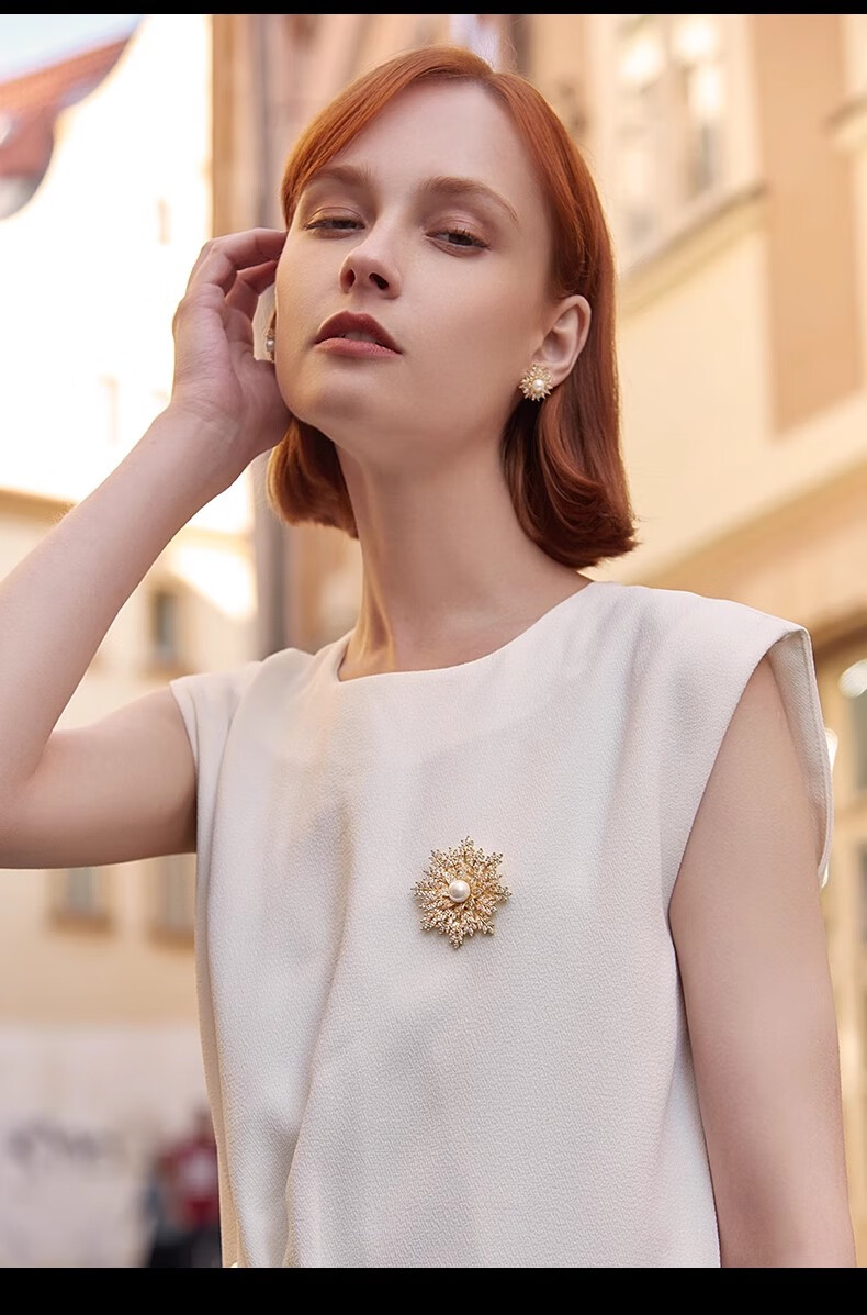 Eternelle French Eternal Design-Inspired Brooch for Women, Elegant Snowflake Pin, High-End Exquisite Silk Scarf Clasp, Birthday Gift 9