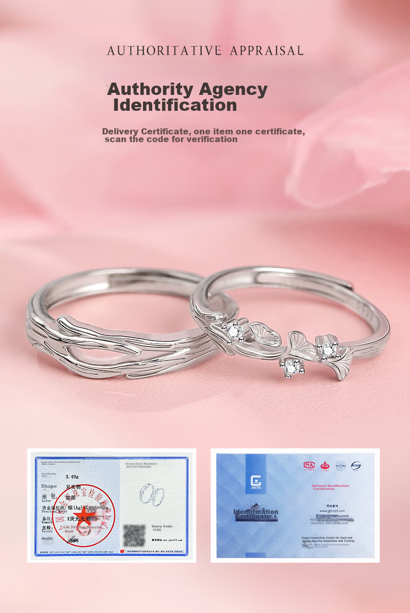 MANHE S999 Sterling Silver Couple Rings, One Pair of Engagement Diamond Rings, Adjustable Women's And Men's Birth Ring, Valentine's Day Gift 7