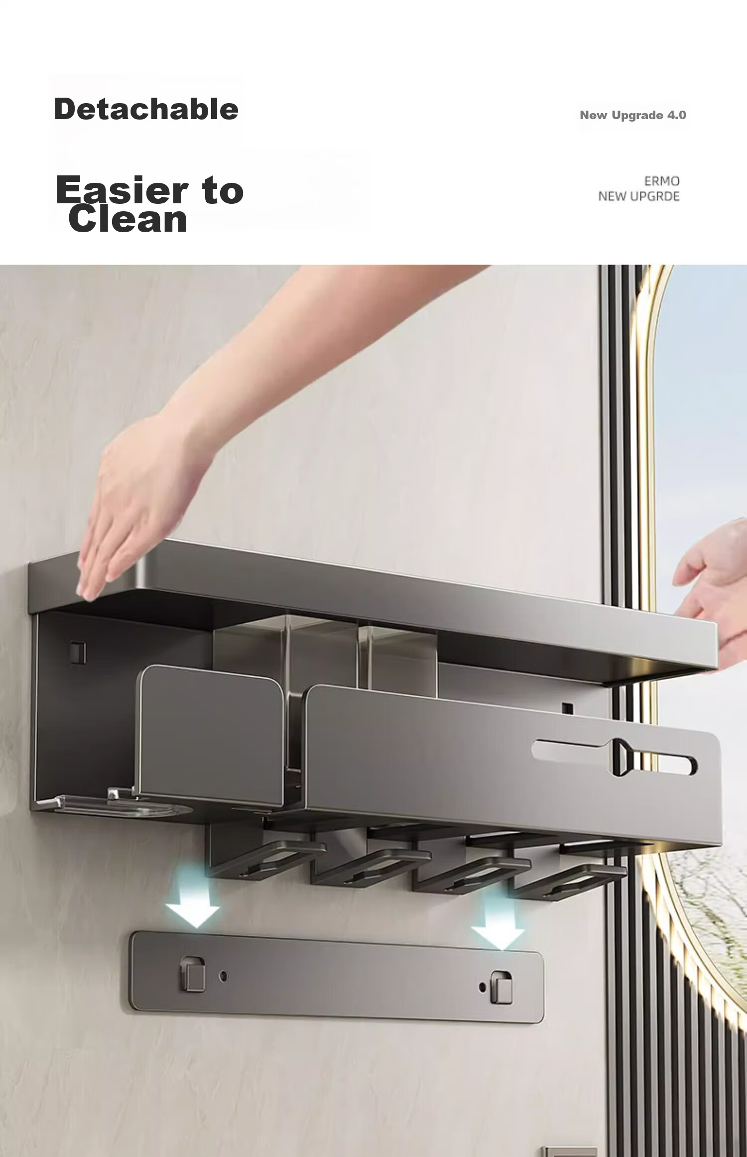 MUYA Electric Toothbrush Holder, Bathroom Storage Rack, Toilet And Bathroom Rinsing Cup, Multifunctional Hair Dryer Wall-Mounted Rack 14