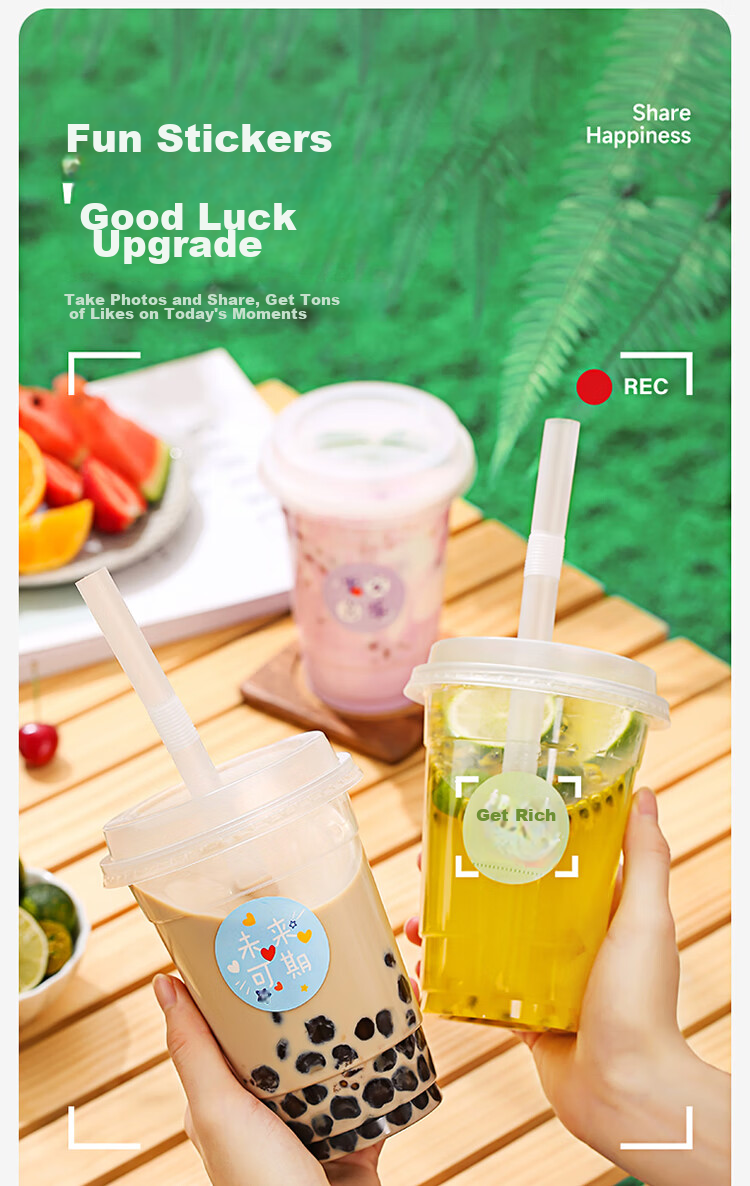 MARYYA Disposable Milk Tea And Coffee Cups, 500ml*20 Sets, Beverage Cups with Lids, Transparent Self-Made Cold Drink And Juice Cups 10