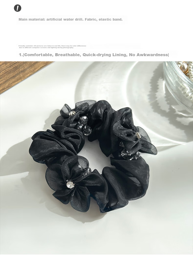 Xiangwan Hair Ties, Elegant Floral Hair Bands for Women, Stylish Bun Ties, High-Elasticity Hair Rings, Birthday Gift for Girls 2