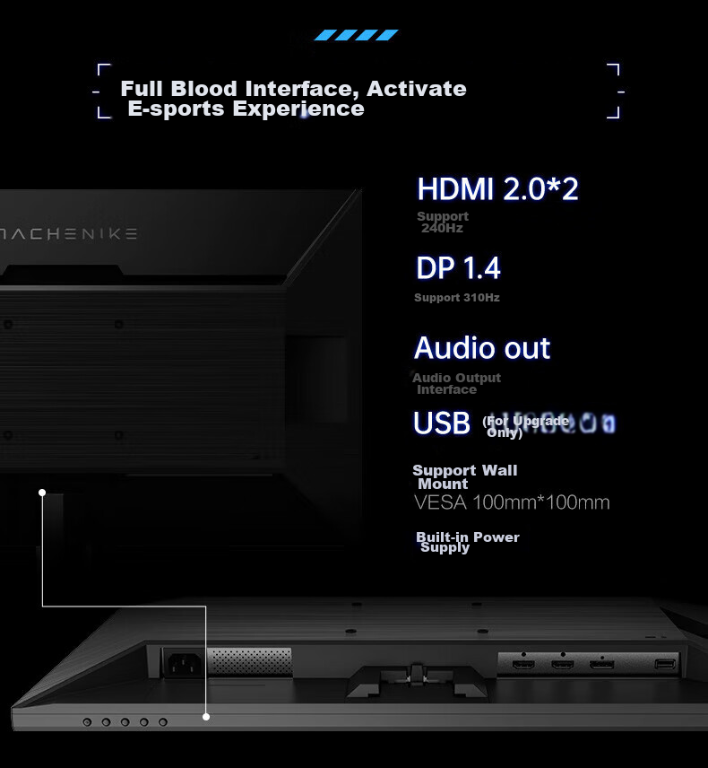 MACHENIKE 24.5-Inch 300Hz Overclockable to 310Hz High Refresh Rate HDR Low Blue Light 1ms Built-In Power Gaming Monitor Non-240 Starry Sky MZF25F300 11