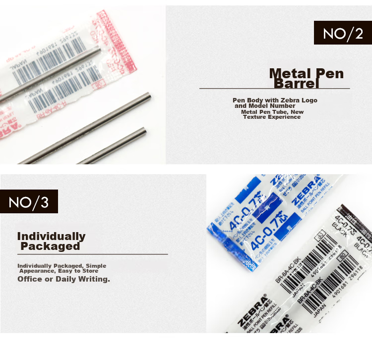 ZEBRA Pen Refill (Compatible with SBZ14/SBZ15), 0.7mm Bullet Tip Ballpoint Pen Refill, BR-8A, Black, Single Pack 4