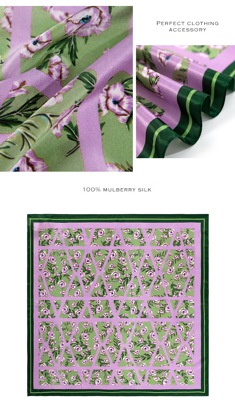 Sijie [Boutique Exclusive] Heavyweight Pure Silk Scarf, 100% Mulberry Silk Large Square Scarf with Print Shawl, Mid-Autumn Festival Gift 17
