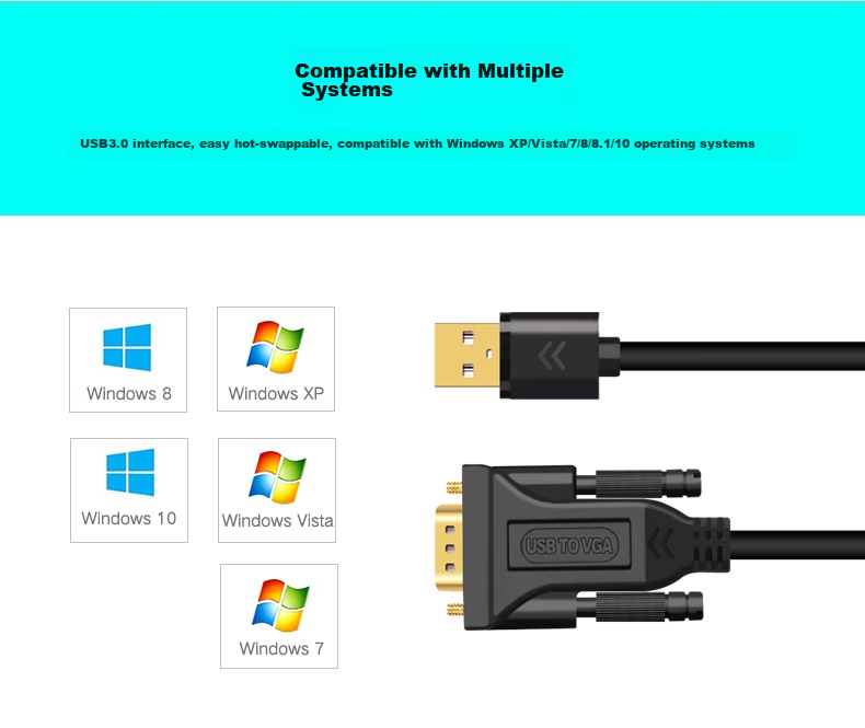 LinkStone USB to VGA Converter Cable, Screen Mirroring Cable, Laptop High-Definition Adapter Screen Casting Cable, Projector Connector, Monitor Interface TV Expansion Screen Mirroring Video Converter 7