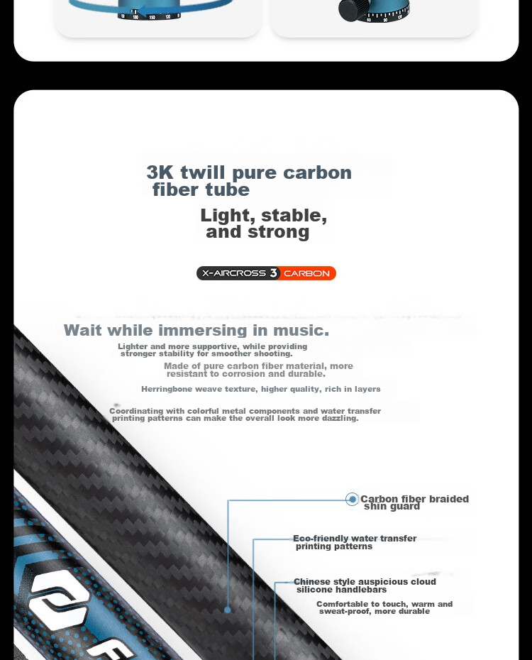 Fotopro Air Three Dual Panoramic Carbon Fiber Camera Tripod for Mirrorless And DSLR Photography And Videography, Deep Blue, Weight/0.9KG, Phone Clamp 17