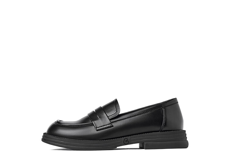 Josiny Women's Loafers, Spring New Slip-On Flats, British Style Soft-Soled Black Leather Shoes, Beige, Size 38 20