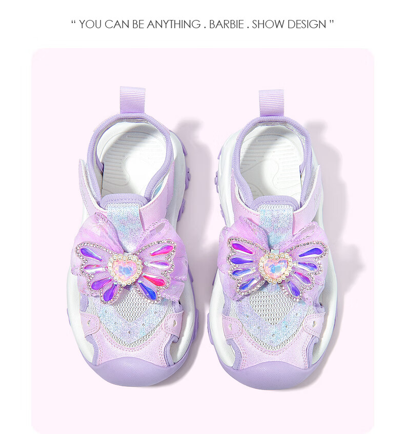 Barbie Girls' Sandals, Casual Outdoor Beach Summer Princess Closed-Toe Sports Sandals DA6309 Pink Size 28 17