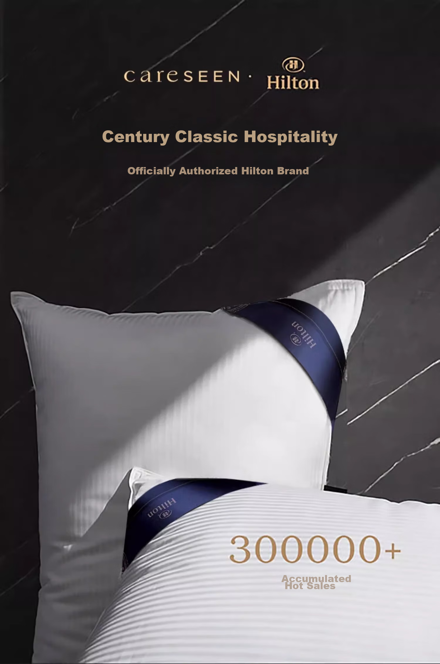 Canasin Pillow [Hilton Comfort Pillow], Antibacterial Adult Neck Support Home Pillow, 48*74cm, Champagne 5