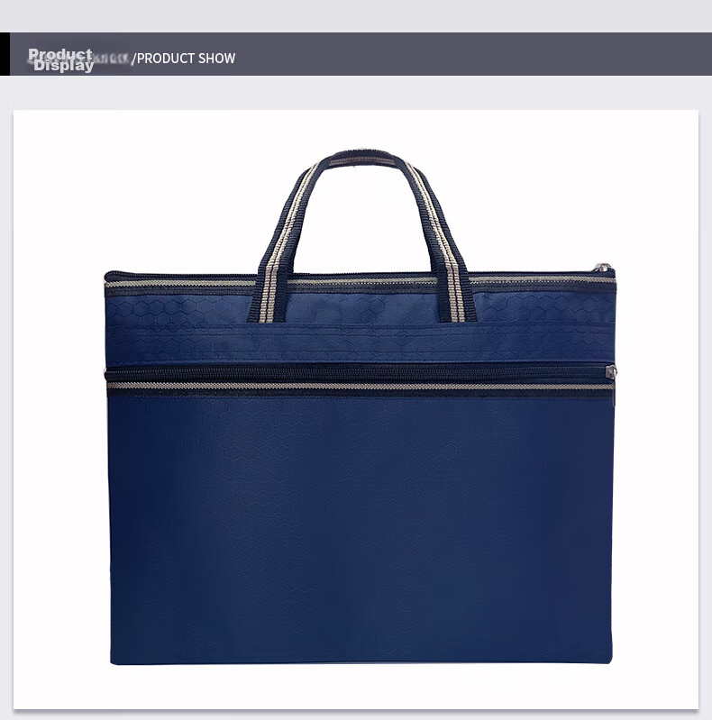 Bailiwen H137 Blue Handheld Briefcase, Document Bag with Zipper, File Folder, Archive Bag, Data Pouch, Office Business Meeting Document Bag, Simple Handbag 9