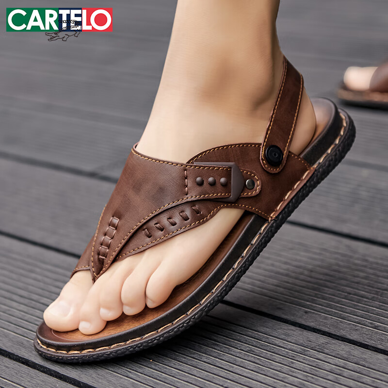 CARTELO Men's Sandals, 2026 Summer Breathable Flip-Flops, Dual-Use Soft-Soled Beach Shoes for Me