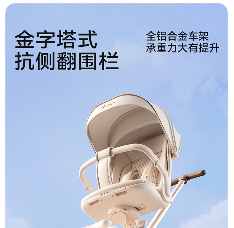 Wanya T6-2 Stroller High Landscape Baby Stroller Convertible Lightweight Foldable Reversible Champagne Gold PRO 22