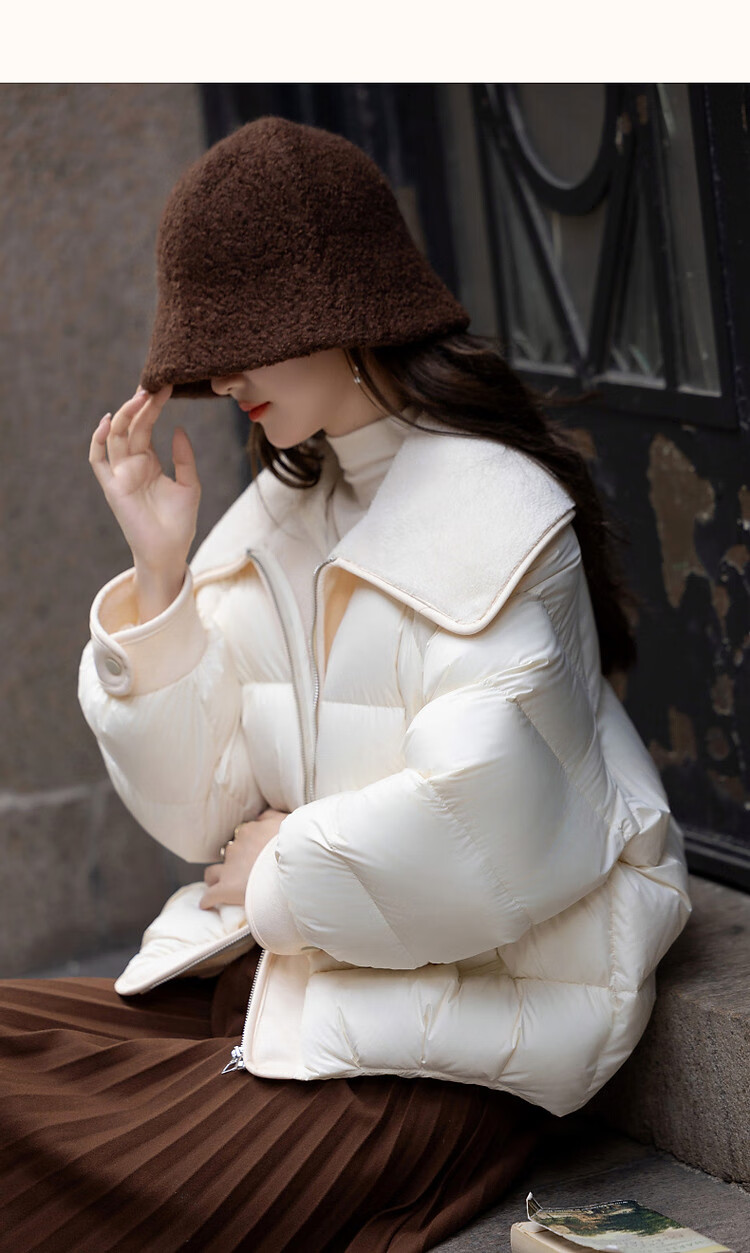 Dme [Yuxue Jingling] Winter 400T Spring Yarn Faux Sherpa Collar 90% Duck Down Short down Jacket for Wome 9