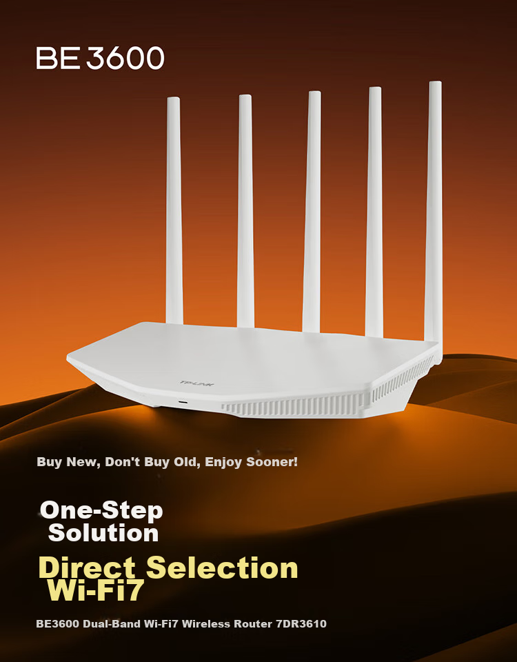 TP-LINK BE3600 WiFi 7 Gigabit Dual-Band Wireless Router, Dual-Band Aggregation, Smart Gaming Acceleration, Child Internet Management, Easy Mesh 7DR3610 1