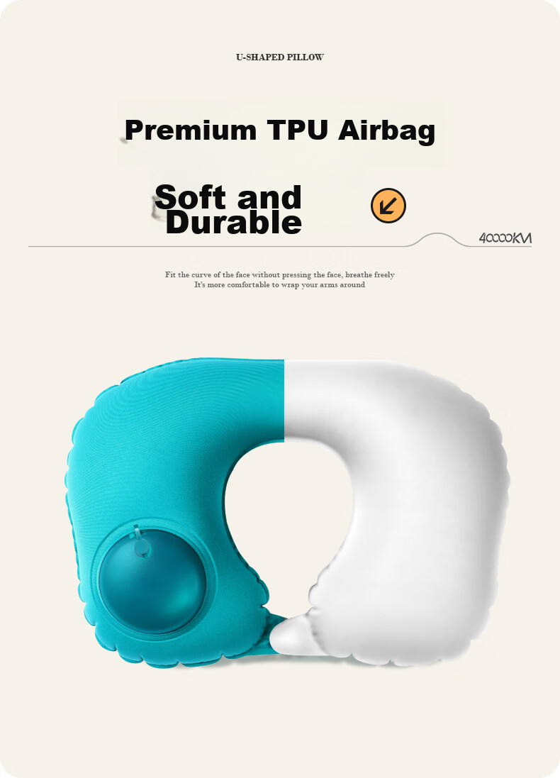 40,000 KM Inflatable U-Shaped Travel Neck Pillow Portable Airplane Cervical Support Pillow U-Shape Neck Pillow for Train and Long-Distance Car Sleep Aid 8