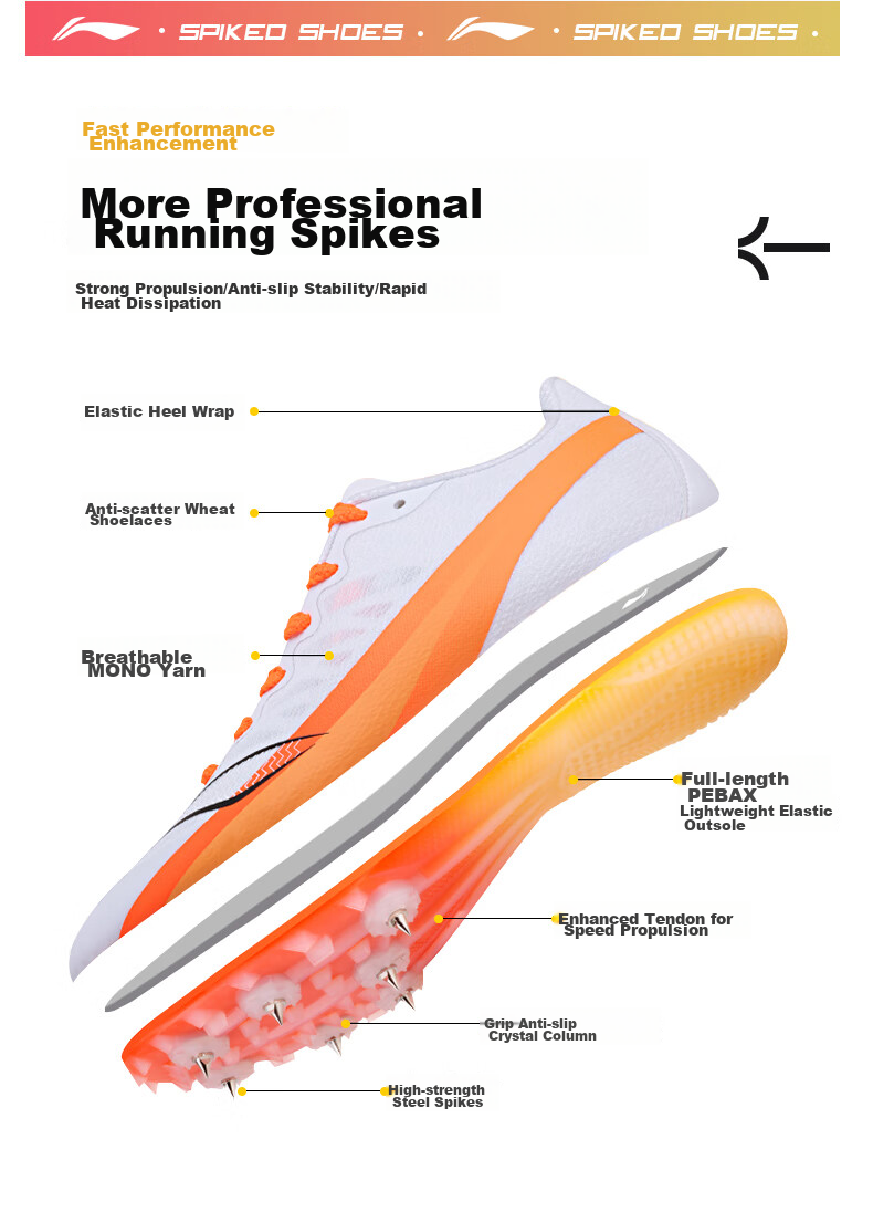 Li-Ning Track And Field Spikes for Men's Professional Sprint, Athletic Shoes for Female Middle And Long-Distance Running Students, High School Exam Training Spikes 2