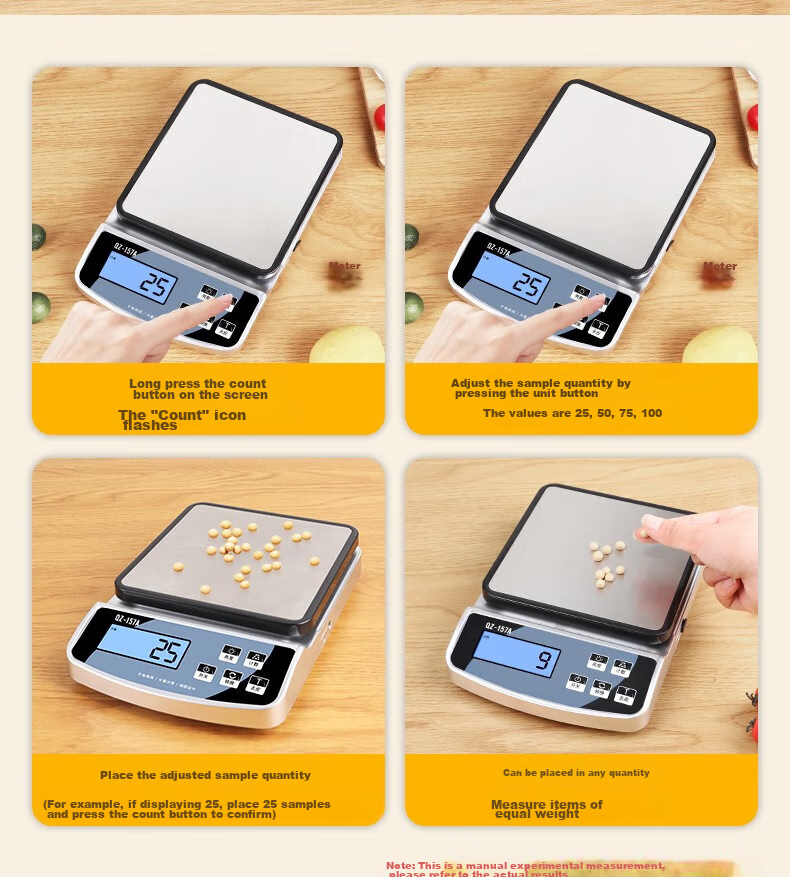 BJ Electronic Kitchen Scale, Stainless Steel Weighing Surface, Baking Scale, Gram Scale, Waterproof Food Scale, 15kg/1g Capacity Scale 12