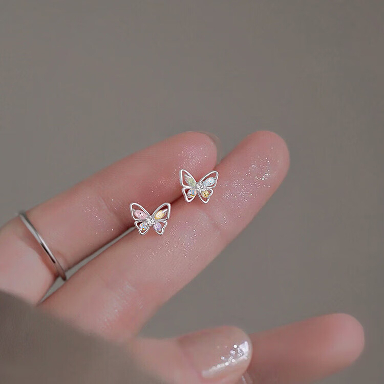 Dijing Tri-Color Flower 925 Silver Stud Earrings for Women Niche High-End 2026 New Earrings Qixi Festival Gift for Girlfriend
