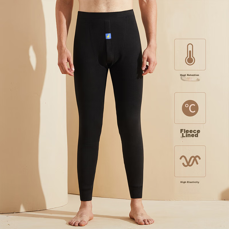 XUEXIMAN Thermal Underwear for Men, Fleece-Lined Thick Lambswool Knee Protection Autumn Pants Winter Men's German Velvet Heat-Generating Cold-Proof Base Layer Cotton Pants