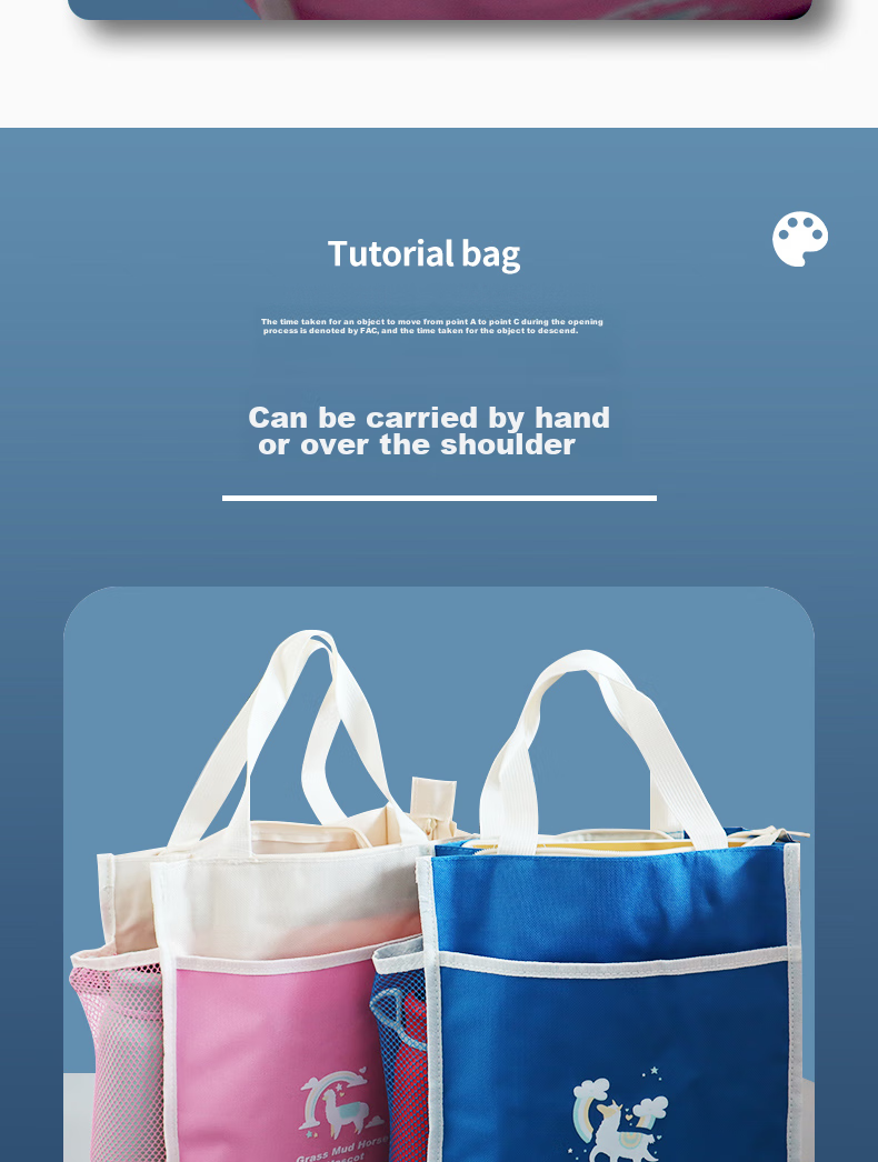 Yuhe Student Tutoring Bag, Large Capacity Backpack, Handbag for Carrying Books, Cute Art Bag for Children, Tutoring Bag, Three-Layer Tutoring Pack, Canvas Bag, 6173 Blue 7