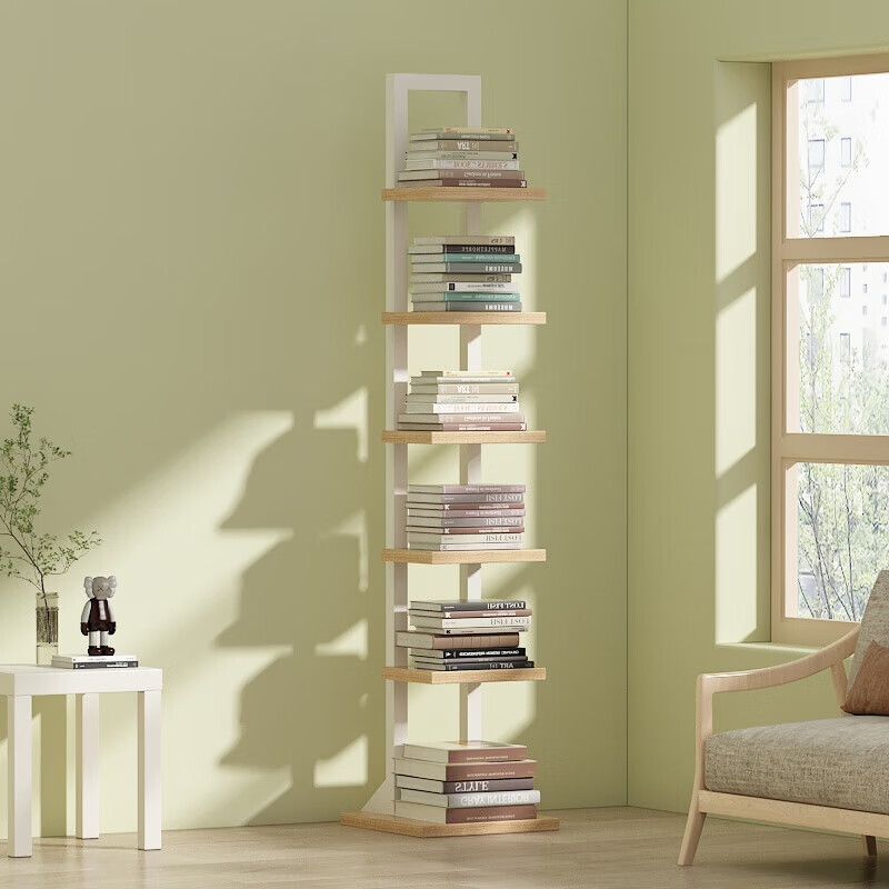 Anerya Invisible Bookshelf, Floor-Standing Wall-Mounted Living Room Corner Shelf, Narrow Gap Storage Rack for Small Books, 6 Tiers