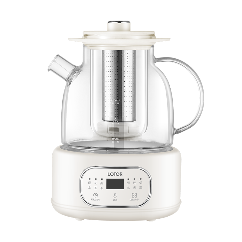 LOTOR Leiduo Small Round Health Pot, 1.2 Liter Tea Kettle, Office Water Boiler, Constant Temperature Pot, Health Pot, Glass Multifunctional Tea Maker, Flower Tea Pot