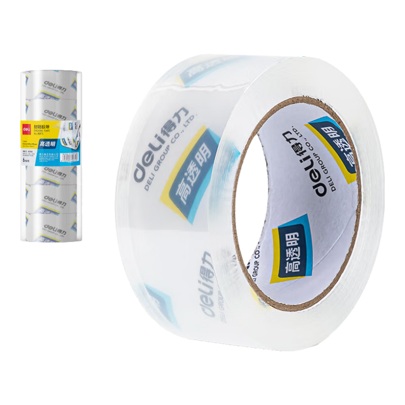 Deli High-Quality Transparent Packing Tape, 45mm*100y*50um (91.4m/roll), 6 Rolls/tube, Office Supplies, 30175