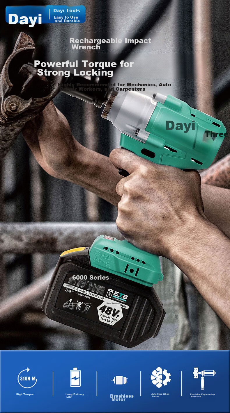 Dayi Electric Wrench, A3 Lithium Battery Rechargeable 310N Impact Wrench, Air Gun, Genuine Product, Bare Machine 2106 1