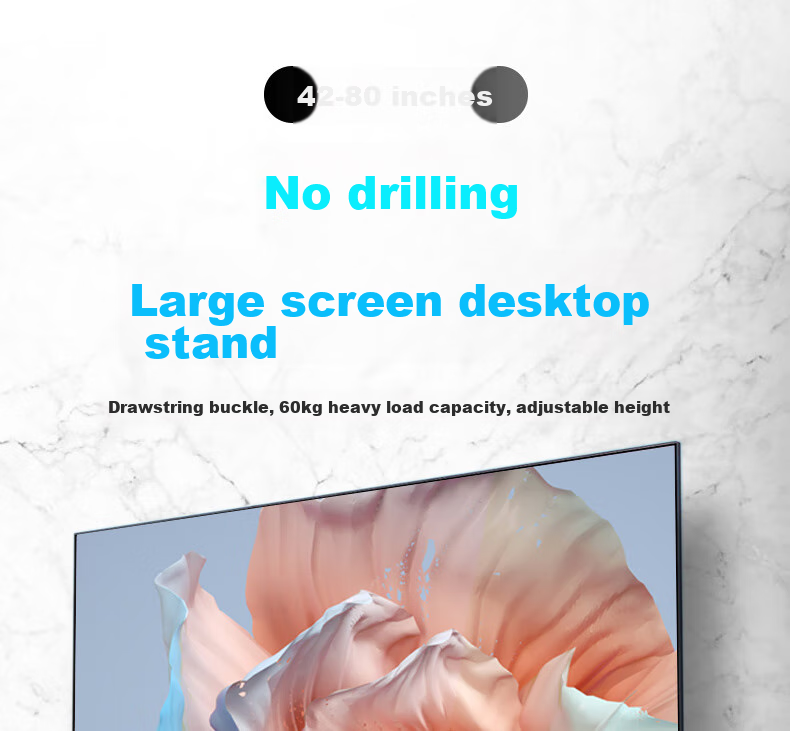 Jianleji 42-55 Inch TV Stand, Universal Desktop Mount, No Drilling Required, Adjustable Height, Suitable for Xiaomi, Sony, Haier, Hisense 1